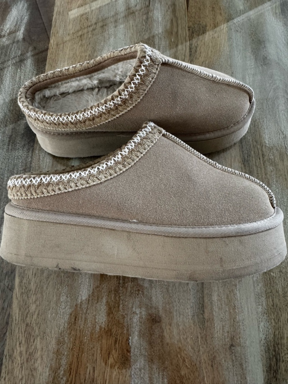 Women’s Cozy Platform Slip-On Slippers - Taupe